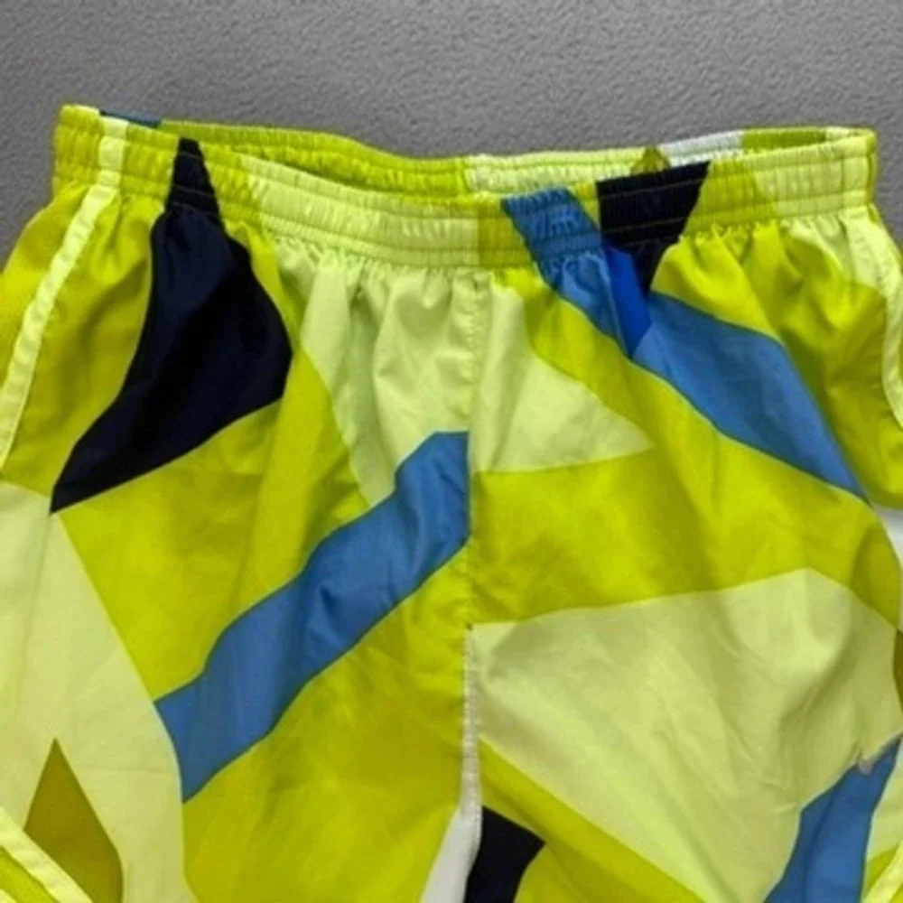 Nike Running Shorts Tempo Dri-FIT Medium Neon Yellow Blue Geometric Performance